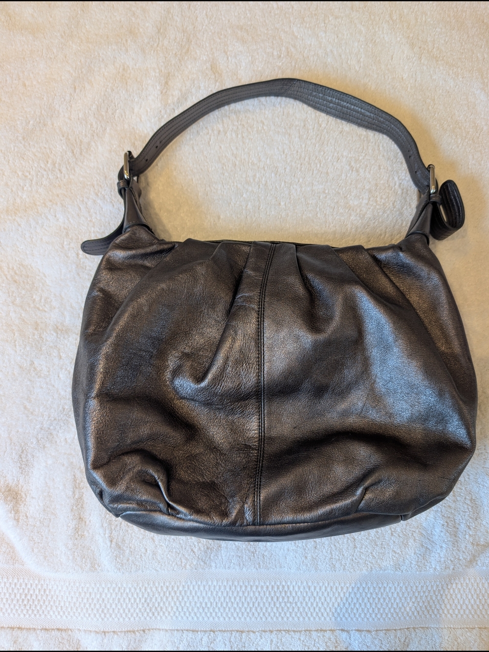 Calvin Klein Classic Women's Leather Hobo Bag in Dark Brown